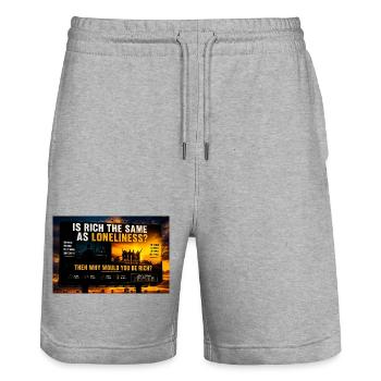 Richesse contre solitude - Short de jogging bio TRAINER Stanley/Stella unisexe - gris chiné - Devant - Nik (191cm) & Marisol (170cm)