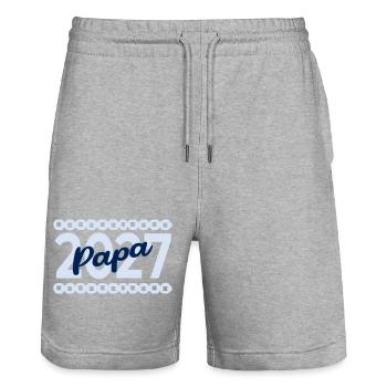 Fahrrad_Papa_Baby_2027 - Short de jogging bio TRAINER Stanley/Stella unisexe - gris chiné - Devant - Nik (191cm) & Marisol (170cm)