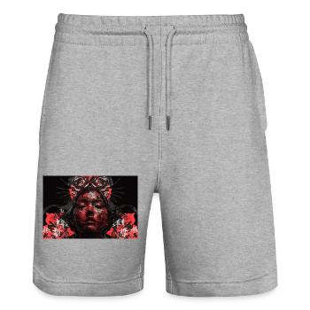 Asia Punk Art Samurai Kunst T-Shirt - Short de jogging bio TRAINER Stanley/Stella unisexe - gris chiné - Devant - Nik (191cm) & Marisol (170cm)