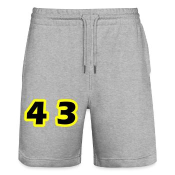 43 Number symbol - Stanley/Stella Trainer Unisex Organic Jogging Shorts - heather grey - Front - Nik (191cm) & Marisol (170cm)