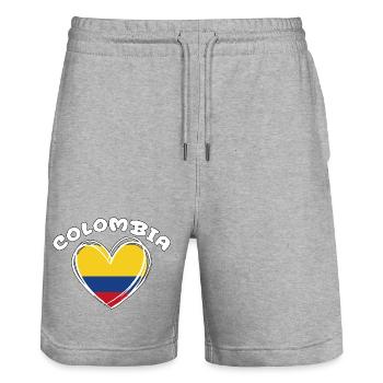 Colombian Flag Colombia Heart Patriotic - Stanley/Stella Trainer Unisex Organic Jogging Shorts - heather grey - Front - Nik (191cm) & Marisol (170cm)