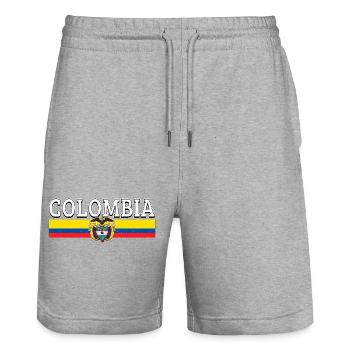 Colombian Flag Colombia Seal - Stanley/Stella Trainer Unisex Organic Jogging Shorts - heather grey - Front - Nik (191cm) & Marisol (170cm)