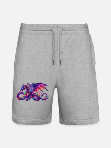 Dragon en couleur - Short de jogging bio TRAINER Stanley/Stella unisexe - gris chiné