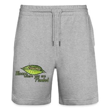 Bloom Where You Are Planted - Stanley/Stella Trainer Unisex Organic Jogging Shorts - heather grey - Front - Nik (191cm) & Marisol (170cm)