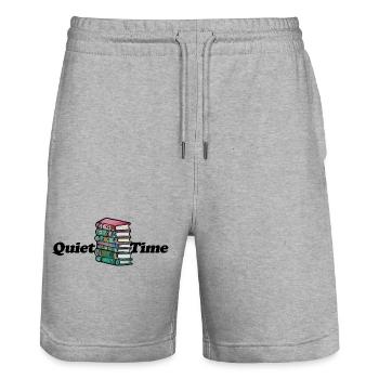 Vibrant Bookstack Portrait - Stanley/Stella Trainer Unisex Organic Jogging Shorts - heather grey - Front - Nik (191cm) & Marisol (170cm)