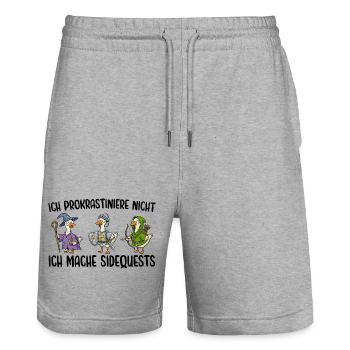Videospiele Ich prokrastiniere nicht Sarkasmus - Stanley/Stella Unisex Bio Joggingshorts Trainer  - Grau meliert - Vorne - Nik (191cm) & Marisol (170cm)
