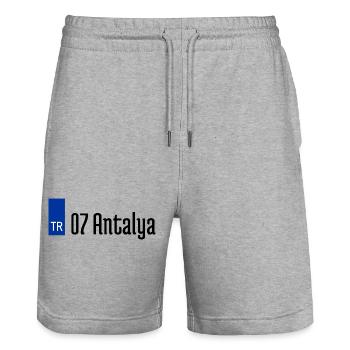 07 Antalya Plaka Streetwear - Stanley/Stella Unisex Bio Joggingshorts Trainer  - Grau meliert - Vorne - Nik (191cm) & Marisol (170cm)