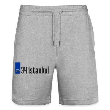 34 İstanbul Plaka Streetwear - Stanley/Stella Unisex Bio Joggingshorts Trainer  - Grau meliert - Vorne - Nik (191cm) & Marisol (170cm)