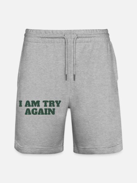 Je suis Réessayer | Caractères gras - Short de jogging bio TRAINER Stanley/Stella unisexe - gris chiné
