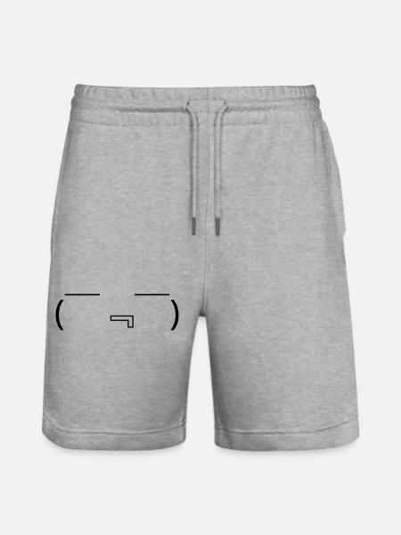 Hungry Emote ( ̄『 ̄) Drooling Kaomoji - Stanley/Stella Trainer Unisex Organic Jogging Shorts - heather grey