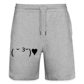 Kuss Emote ( ˘ ³˘)♥ Herz Kaomoji - Stanley/Stella Unisex Bio Joggingshorts Trainer  - Grau meliert - Vorne - Nik (191cm) & Marisol (170cm)