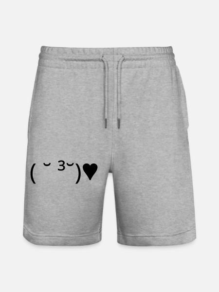 Kuss Emote ( ˘ ³˘)♥ Herz Kaomoji - Stanley/Stella Unisex Bio Joggingshorts Trainer  - Grau meliert