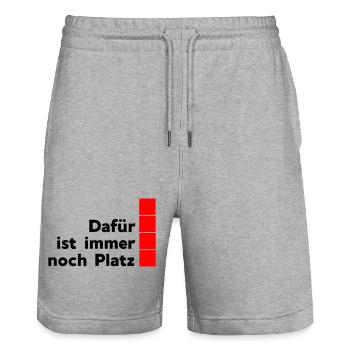 noch Platz - Stanley/Stella Unisex Bio Joggingshorts Trainer  - Grau meliert - Vorne - Nik (191cm) & Marisol (170cm)