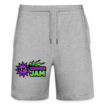 Summer Jam Sun Badge - Stanley/Stella Trainer Unisex Organic Jogging Shorts - heather grey - Front - Nik (191cm) & Marisol (170cm)