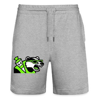 Badger Sac d’école mascotte - Short de jogging bio TRAINER Stanley/Stella unisexe - gris chiné - Devant - Nik (191cm) & Marisol (170cm)