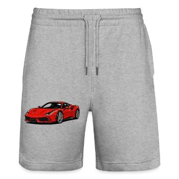 Red Sports Car Illustration - Stanley/Stella Trainer Unisex Organic Jogging Shorts - heather grey - Front - Nik (191cm) & Marisol (170cm)