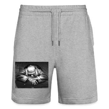 Ein stiller Soldat auf einer nassen Straße - Stanley/Stella Unisex Bio Joggingshorts Trainer  - Grau meliert - Vorne - Nik (191cm) & Marisol (170cm)