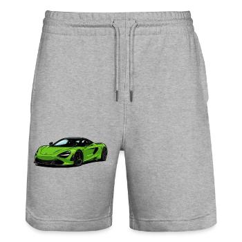 Lime Green Supercar–Illust - Stanley/Stella Trainer Unisex Organic Jogging Shorts - heather grey - Front - Nik (191cm) & Marisol (170cm)
