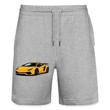 Yellow Supercar Speedster - Stanley/Stella Trainer Unisex Organic Jogging Shorts - heather grey - Front - Nik (191cm) & Marisol (170cm)
