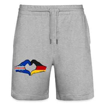 Mains du drapeau allemand du Cap-Vert en forme de cœur utilisées - Short de jogging bio TRAINER Stanley/Stella unisexe - gris chiné - Devant - Nik (191cm) & Marisol (170cm)