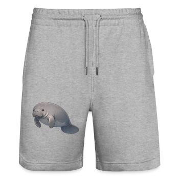 Lamantin - Short de jogging bio TRAINER Stanley/Stella unisexe - gris chiné - Devant - Nik (191cm) & Marisol (170cm)