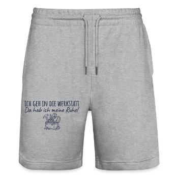 Werkstatt Da hab ich meine Ruhe Handwerker - Stanley/Stella Unisex Bio Joggingshorts Trainer  - Grau meliert - Vorne - Nik (191cm) & Marisol (170cm)