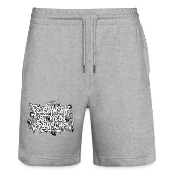Fireworks Graffiti Handwriting Day - Stanley/Stella Trainer Unisex Organic Jogging Shorts - heather grey - Front - Nik (191cm) & Marisol (170cm)