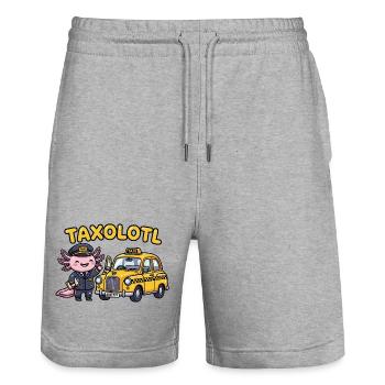 Axolotl taxi driver with a yellow taxi taxolotl - Stanley/Stella Trainer Unisex Organic Jogging Shorts - heather grey - Front - Nik (191cm) & Marisol (170cm)