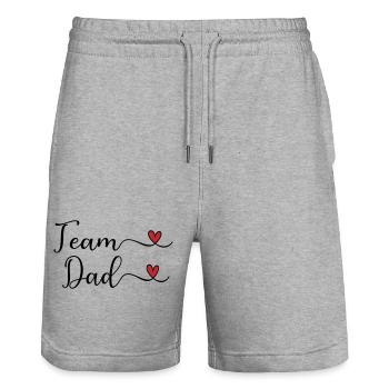 Team Dad Herz Typografie-Design - Stanley/Stella Unisex Bio Joggingshorts Trainer  - Grau meliert - Vorne - Nik (191cm) & Marisol (170cm)
