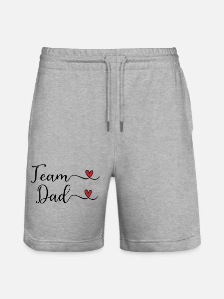 Team Dad Herz Typografie-Design - Stanley/Stella Unisex Bio Joggingshorts Trainer - Grau meliert