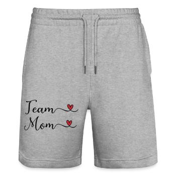 Team Mom cute Typography Design with a Heart - Stanley/Stella Unisex Bio Joggingshorts Trainer  - Grau meliert - Vorne - Nik (191cm) & Marisol (170cm)