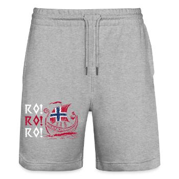 Norway Norge Fjords Scandinavian Ro Viking ship - Stanley/Stella Unisex Bio Joggingshorts Trainer  - Grau meliert - Vorne - Nik (191cm) & Marisol (170cm)