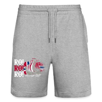Norway Norge Fjords Scandinavian Ro Viking ship - Stanley/Stella Unisex Bio Joggingshorts Trainer  - Grau meliert - Vorne - Nik (191cm) & Marisol (170cm)