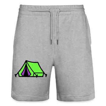 Festival Zelt Camping Icon - Stanley/Stella Unisex Bio Joggingshorts Trainer  - Grau meliert - Vorne - Nik (191cm) & Marisol (170cm)