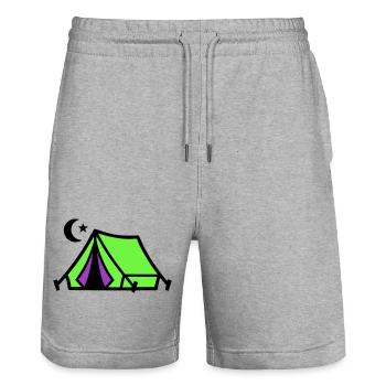 Camping Tent Moon Graphic - Short de jogging bio TRAINER Stanley/Stella unisexe - gris chiné - Devant - Nik (191cm) & Marisol (170cm)