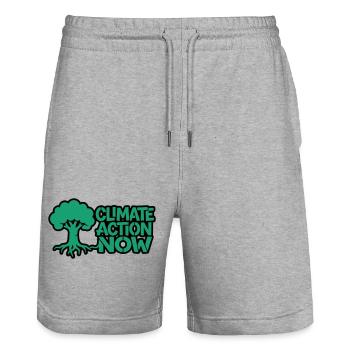 Baumwurzel Klima Natur Logo - Stanley/Stella Unisex Bio Joggingshorts Trainer  - Grau meliert - Vorne - Nik (191cm) & Marisol (170cm)