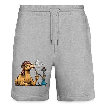 Camel with Shisha Cartoon - Stanley/Stella Trainer Unisex Organic Jogging Shorts - heather grey - Front - Nik (191cm) & Marisol (170cm)
