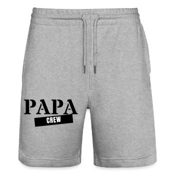Papa Crew - Vater Vatertag Familie Partnerlook - Stanley/Stella Unisex Bio Joggingshorts Trainer  - Grau meliert - Vorne - Nik (191cm) & Marisol (170cm)