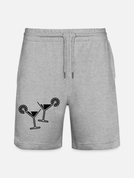 2 Cocktail Glasses / Cocktail / Martini + (Black) - Stanley/Stella Trainer Unisex Organic Jogging Shorts - heather grey