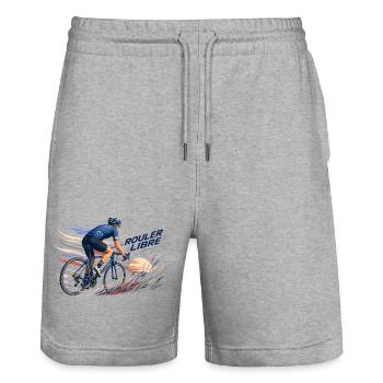 Rouler Libre: Cycliste en Flux - Short de jogging bio TRAINER Stanley/Stella unisexe - gris chiné - Devant - Nik (191cm) & Marisol (170cm)