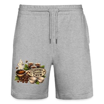 CUPPING SPOON CREW - Stanley/Stella Trainer Unisex Organic Jogging Shorts - heather grey - Front - Nik (191cm) & Marisol (170cm)
