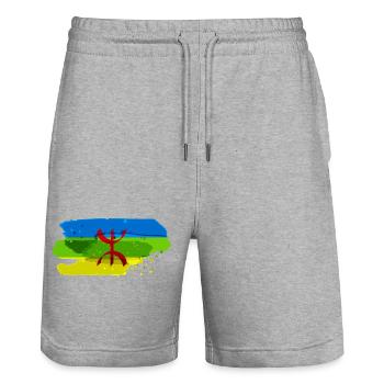 Amazigh-Flagge - Stanley/Stella Unisex Bio Joggingshorts Trainer  - Grau meliert - Vorne - Nik (191cm) & Marisol (170cm)