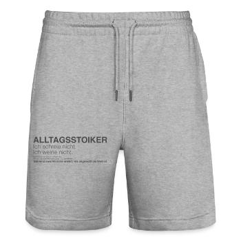 Elternteil und Alltagsstoiker  - Stanley/Stella Unisex Bio Joggingshorts Trainer  - Grau meliert - Vorne - Nik (191cm) & Marisol (170cm)