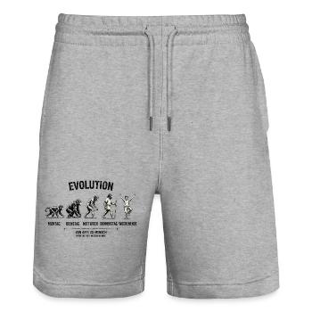 EVOLUTION  Von Affe zu Mensch  Montag - Wochenende - Stanley/Stella Unisex Bio Joggingshorts Trainer  - Grau meliert - Vorne - Nik (191cm) & Marisol (170cm)