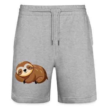 Sleeping sloth - Stanley/Stella Trainer Unisex Organic Jogging Shorts - heather grey - Front - Nik (191cm) & Marisol (170cm)