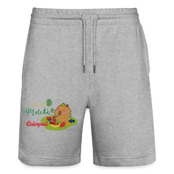Verspielte Obstbärenplatte - Stanley/Stella Unisex Bio Joggingshorts Trainer  - Grau meliert - Vorne - Nik (191cm) & Marisol (170cm)