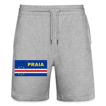 Praia in Cabo Verde Flag - Stanley/Stella Trainer Unisex Organic Jogging Shorts - heather grey - Front - Nik (191cm) & Marisol (170cm)
