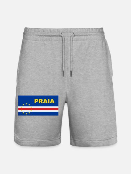 Praia in Cabo Verde Flag - Stanley/Stella Trainer Unisex Organic Jogging Shorts - heather grey