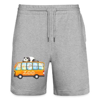 Bus du zoo avec illustration d’animaux mignons - Short de jogging bio TRAINER Stanley/Stella unisexe - gris chiné - Devant - Nik (191cm) & Marisol (170cm)