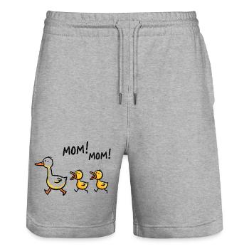 Cadeau drôle de fête des mères de maman poussin canard - Short de jogging bio TRAINER Stanley/Stella unisexe - gris chiné - Devant - Nik (191cm) & Marisol (170cm)